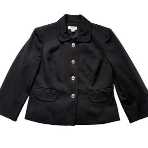NWT! VINTAGE Ann Taylor Loft Black Size 8 Blazer Career Jacket 3/4 Sleeve silver